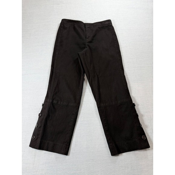 Nine West Pants - Nine West Brown Textured Cropped Pants Button Cuff Size 6 Stretch Trousers